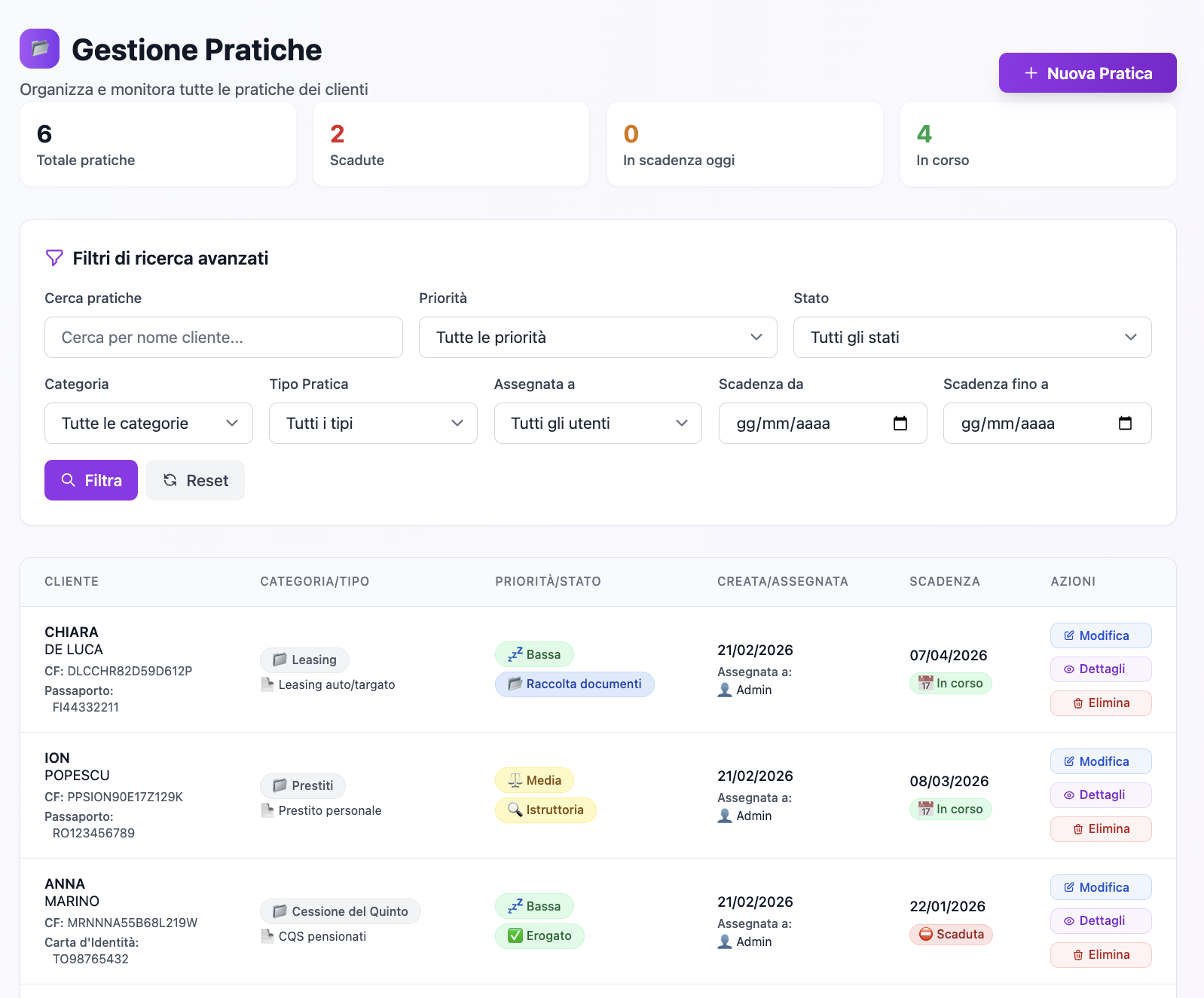 Gestione pratiche